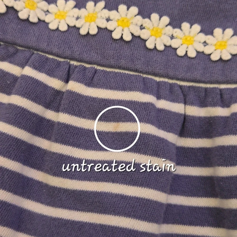 Baby Boden Blue/White Stripe Daisy Trimmed Sweatshirt Dress Size 6-12‎ months